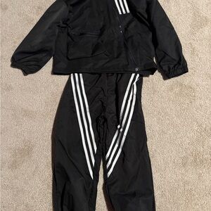 Unisex Kids Black Tracksuit with White Stripes